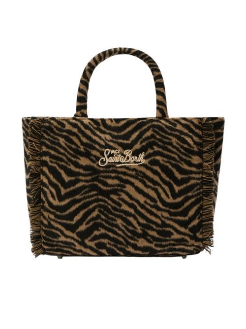 Borsa donna Colette Felt in misto lana zebrata marrone e nero MC2 Saint Barth | COLETTE FELT-ZEBRA18 EMB
